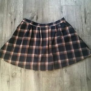 Plaid, pleated wool mini skirt